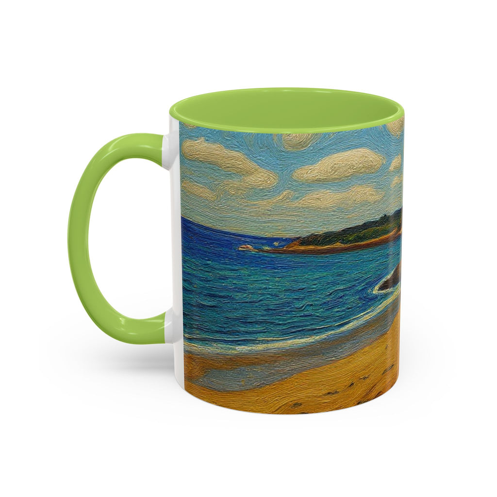 Coastal Landscape Coffee Mug — Vintage Seaside Painting Accent Mug