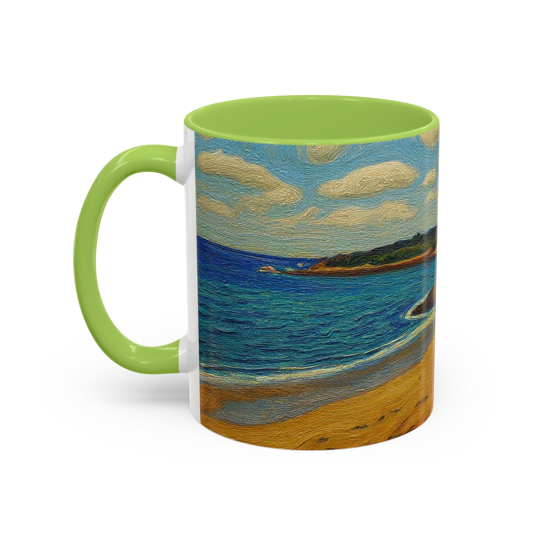 Coastal Landscape Coffee Mug — Vintage Seaside Painting Accent Mug