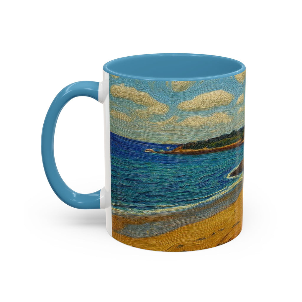 Coastal Landscape Coffee Mug — Vintage Seaside Painting Accent Mug