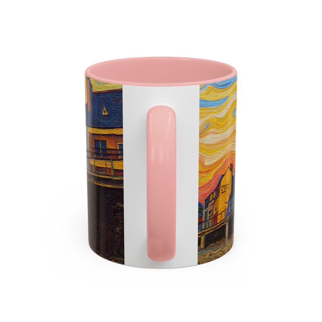 Harbor Pier Sunset Accent Coffee Mug — Scenic Seaside 11/15oz Ceramic