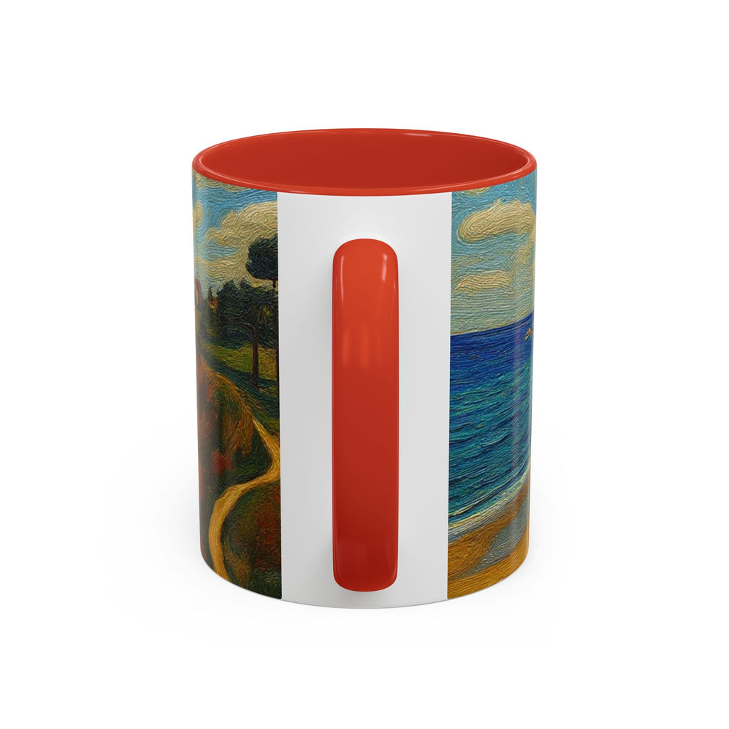 Coastal Landscape Coffee Mug — Vintage Seaside Painting Accent Mug