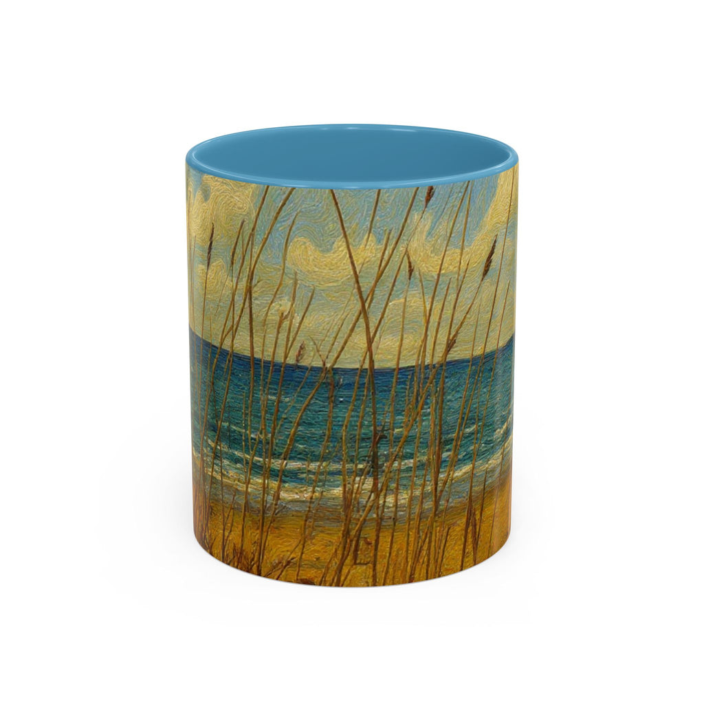 Coastal Beach Scene Accent Coffee Mug — Sea Dunes 11/15oz