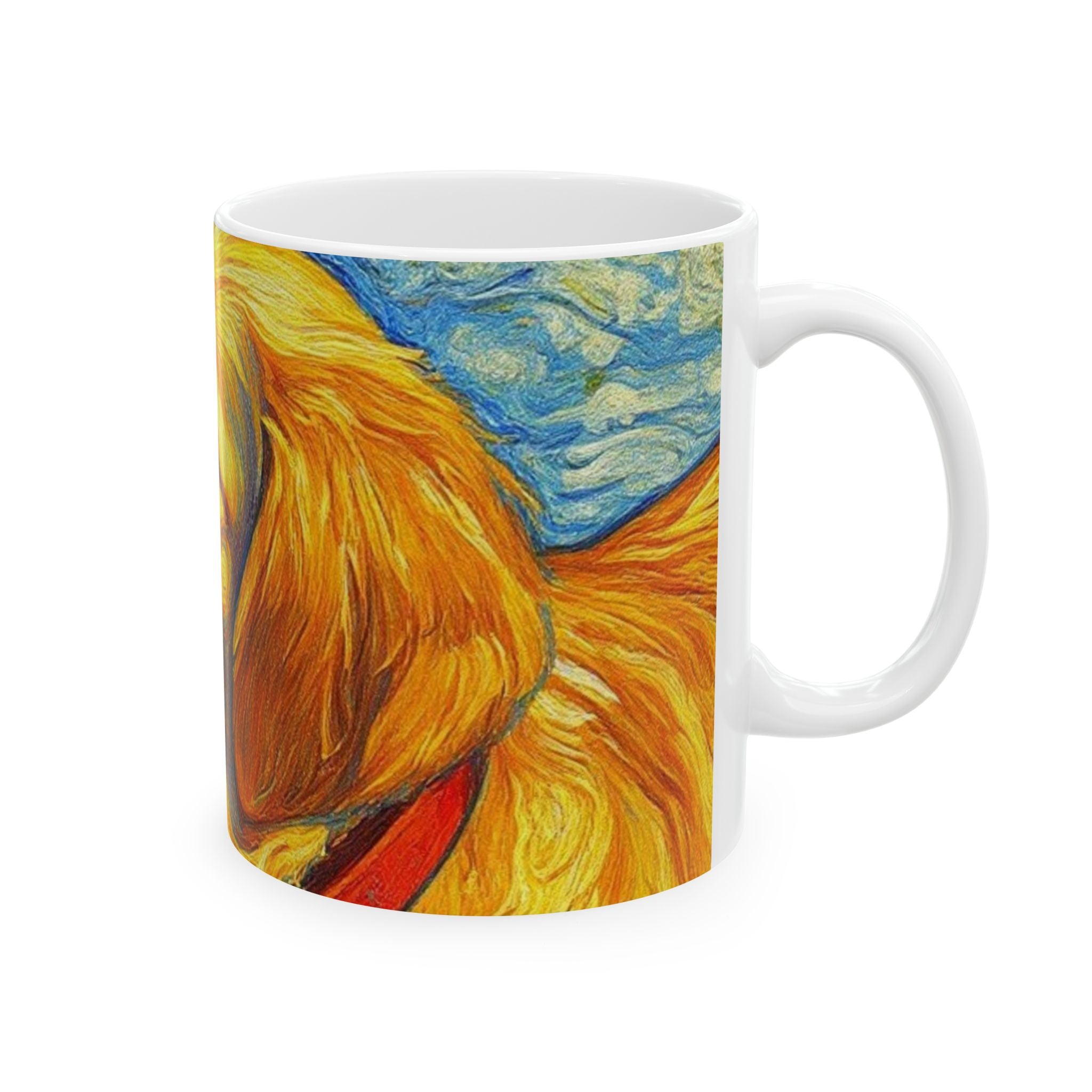 Golden Retriever Art Mug — Van Gogh Style Dog Ceramic Coffee Cup (11oz & 15oz)