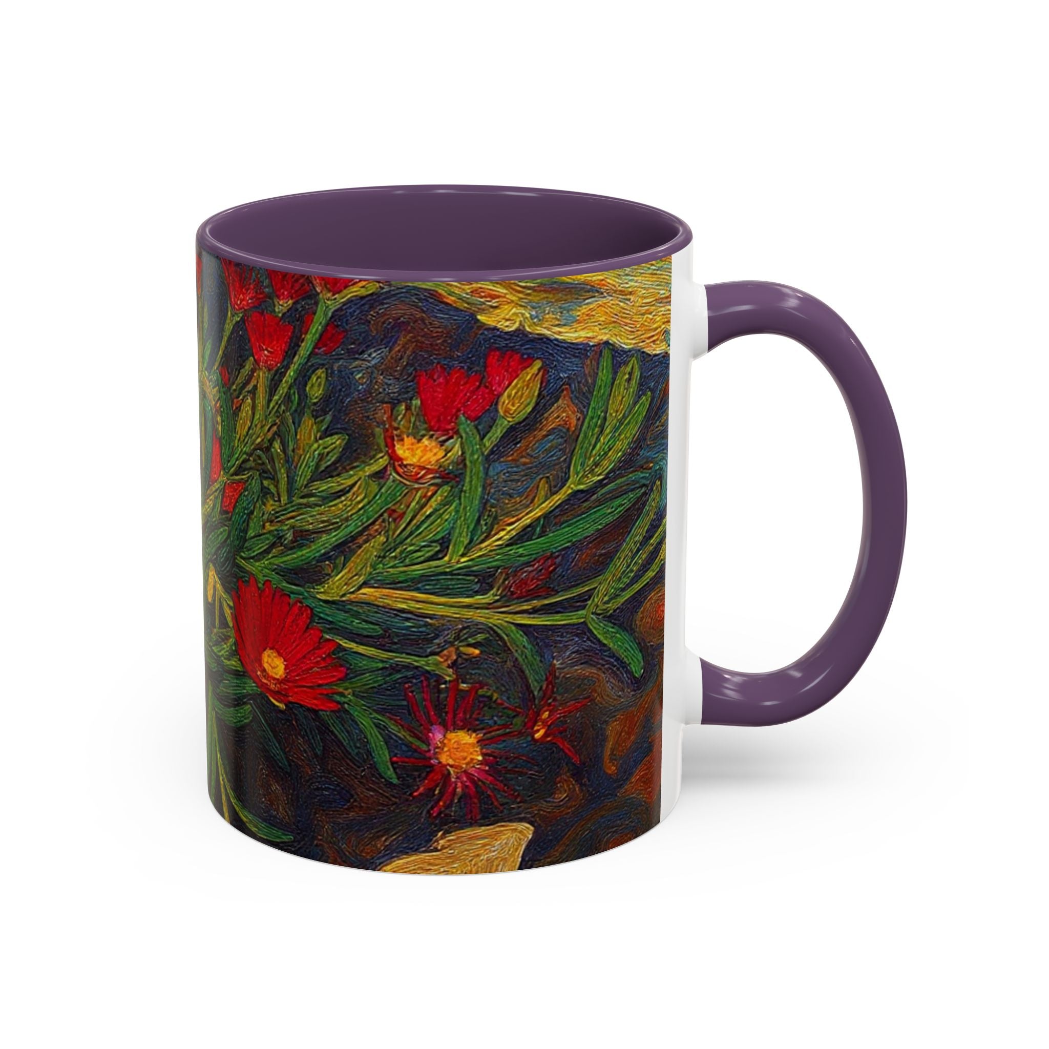 Floral Red Portulaca Accent Coffee Mug (11/15oz)