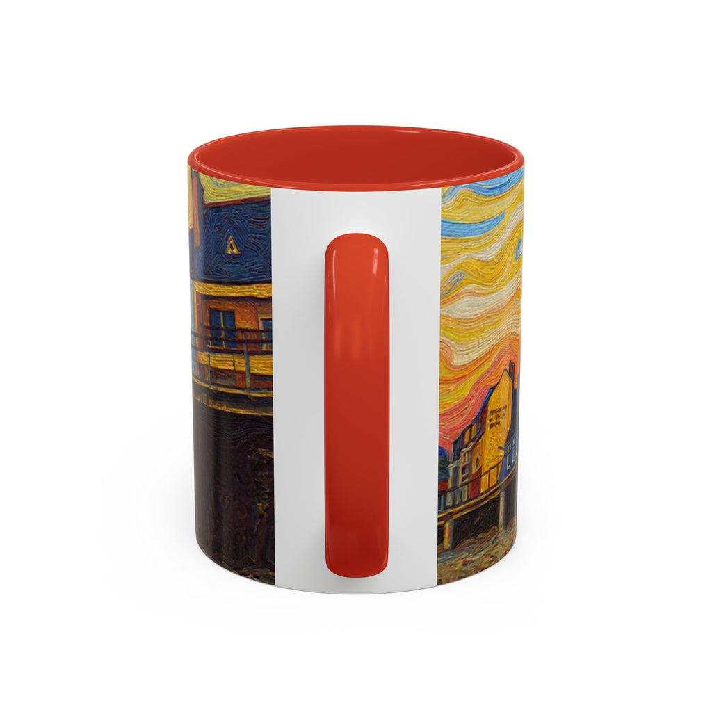 Harbor Pier Sunset Accent Coffee Mug — Scenic Seaside 11/15oz Ceramic