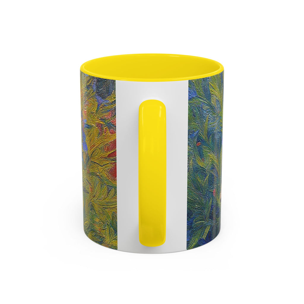 Floral Art Accent Coffee Mug — Blue Wildflower Garden Design (11/15oz)