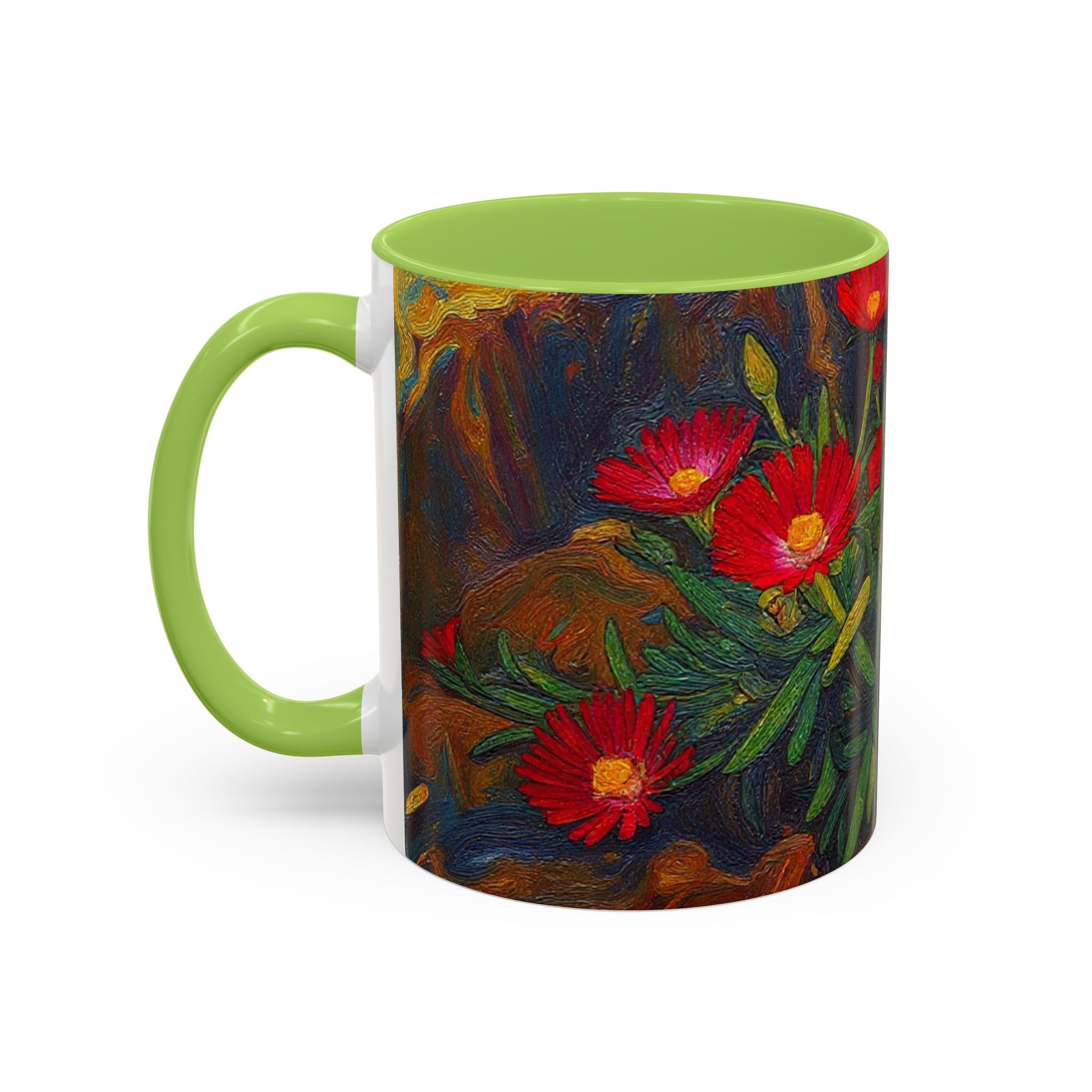 Floral Red Portulaca Accent Coffee Mug (11/15oz)