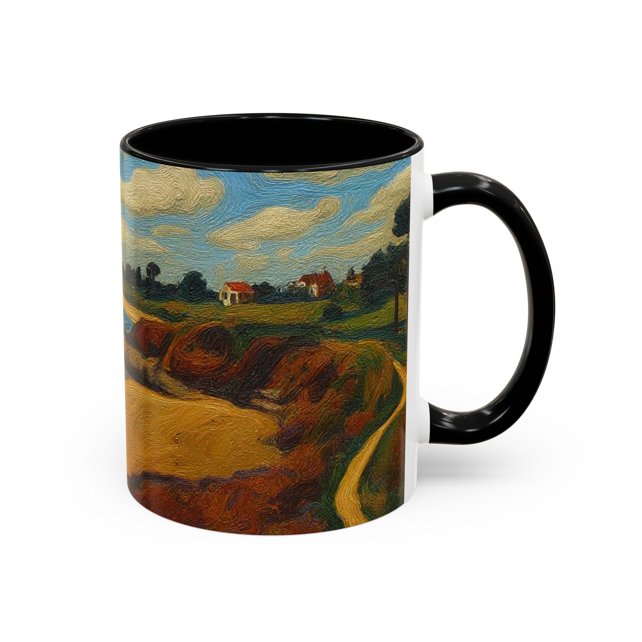 Coastal Landscape Coffee Mug — Vintage Seaside Painting Accent Mug