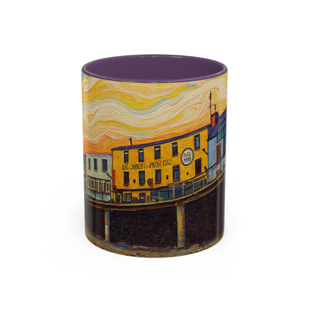 Harbor Pier Sunset Accent Coffee Mug — Scenic Seaside 11/15oz Ceramic