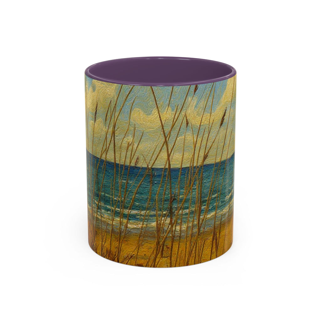 Coastal Beach Scene Accent Coffee Mug — Sea Dunes 11/15oz