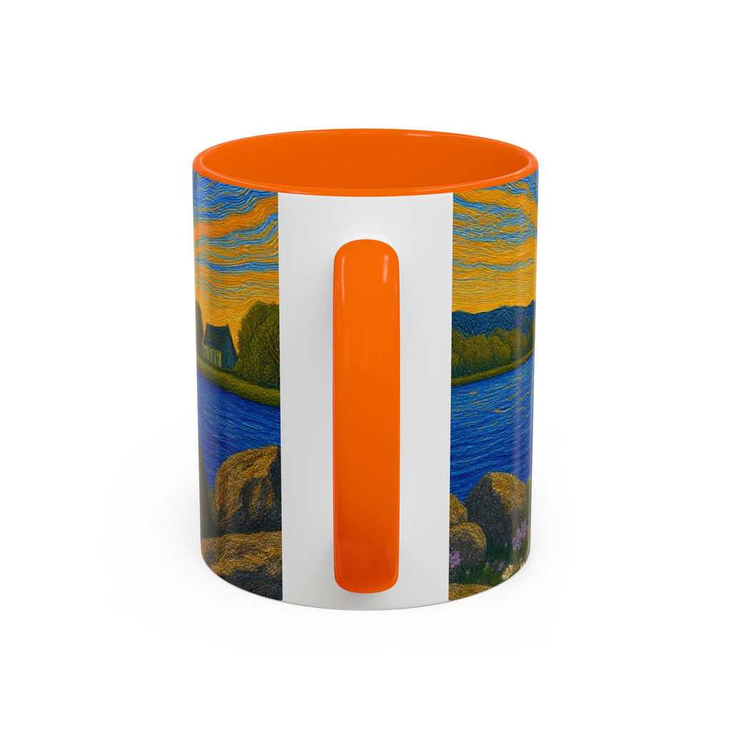 Sunset Harbor Art Coffee Mug — Vibrant Seascape Accent Mug (11/15 oz)