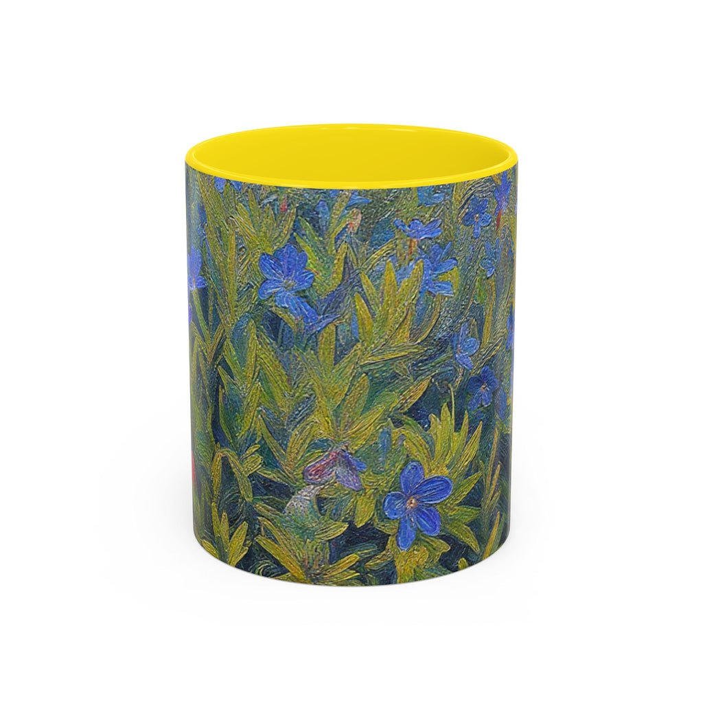 Floral Art Accent Coffee Mug — Blue Wildflower Garden Design (11/15oz)