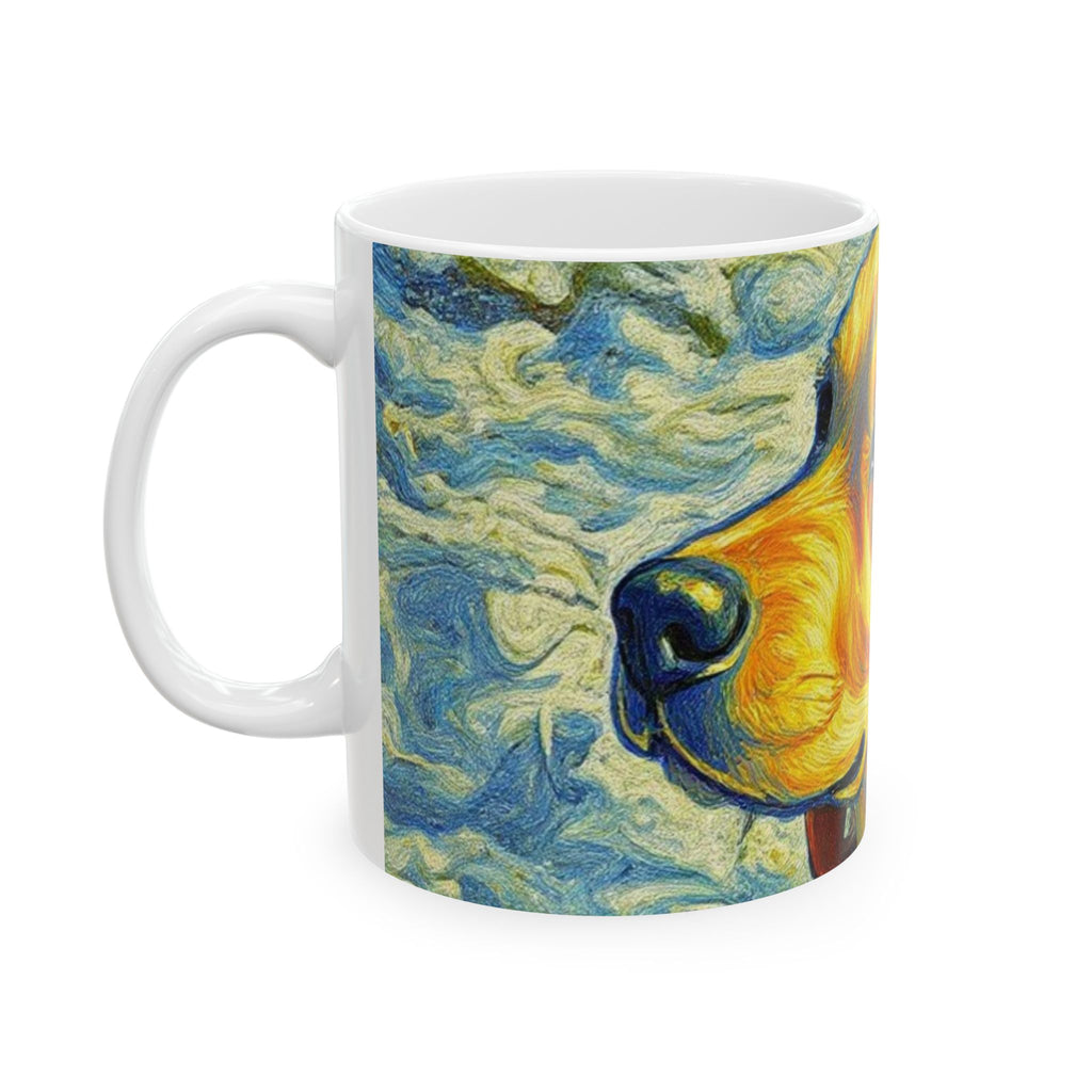 Golden Retriever Art Mug — Van Gogh Style Dog Ceramic Coffee Cup (11oz & 15oz)