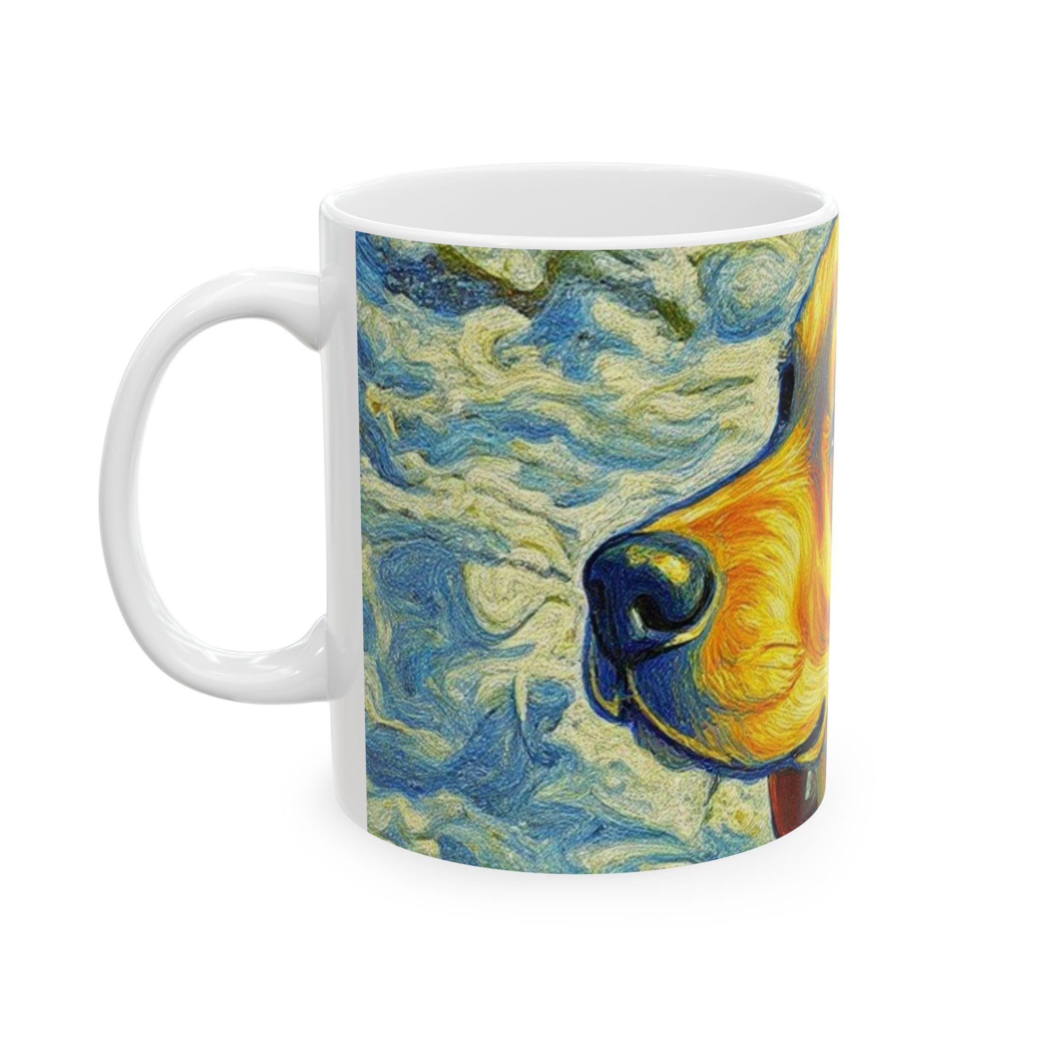 Golden Retriever Art Mug — Van Gogh Style Dog Ceramic Coffee Cup (11oz & 15oz)