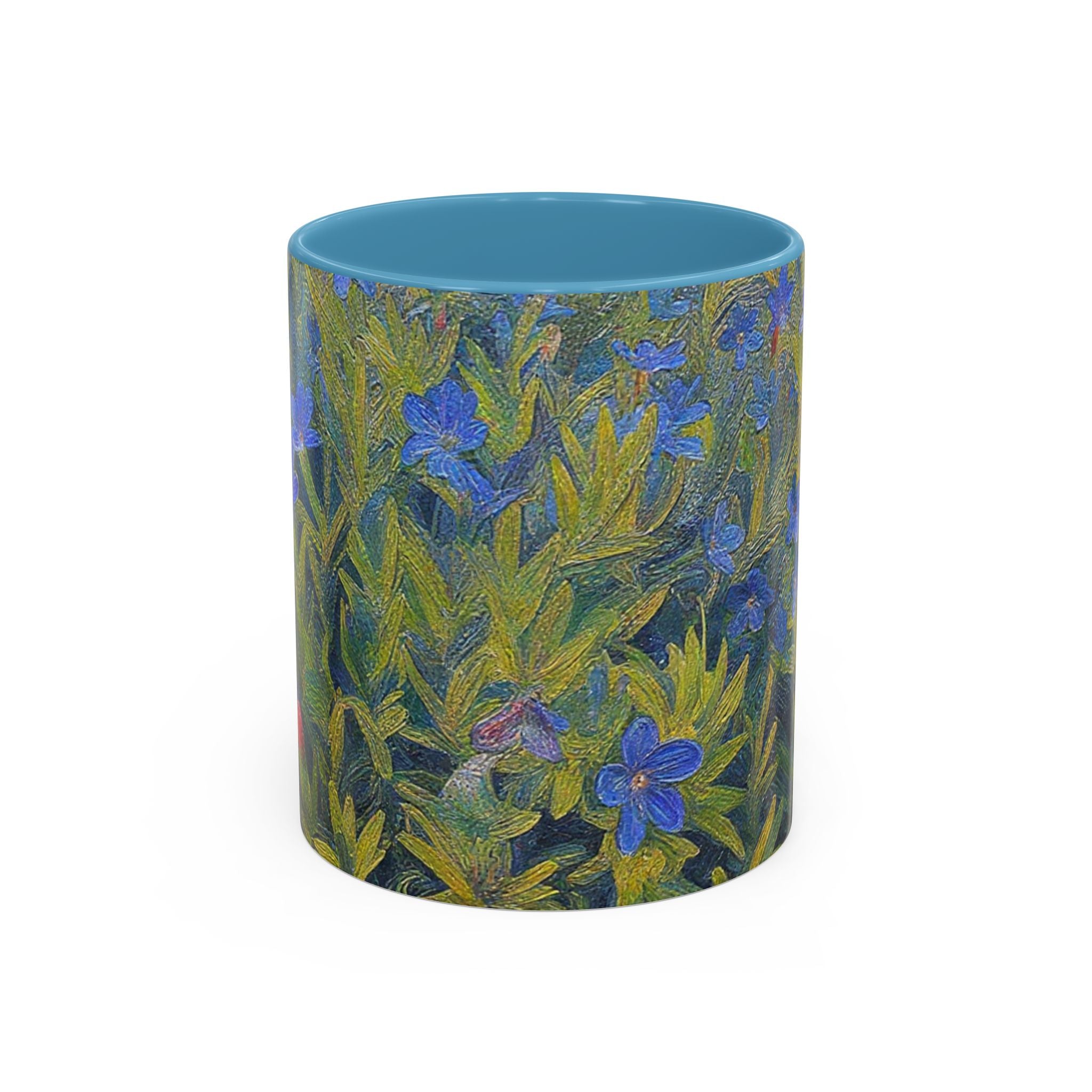 Floral Art Accent Coffee Mug — Blue Wildflower Garden Design (11/15oz)