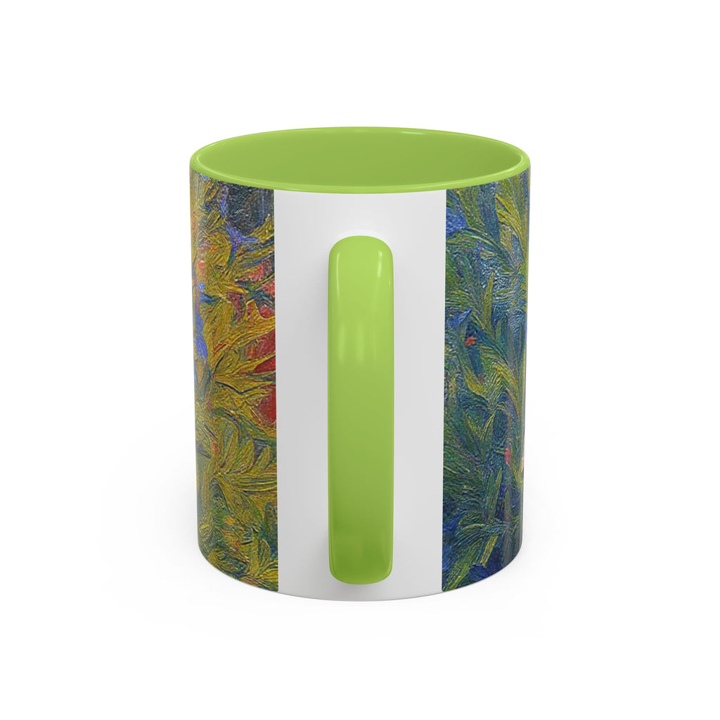 Floral Art Accent Coffee Mug — Blue Wildflower Garden Design (11/15oz)