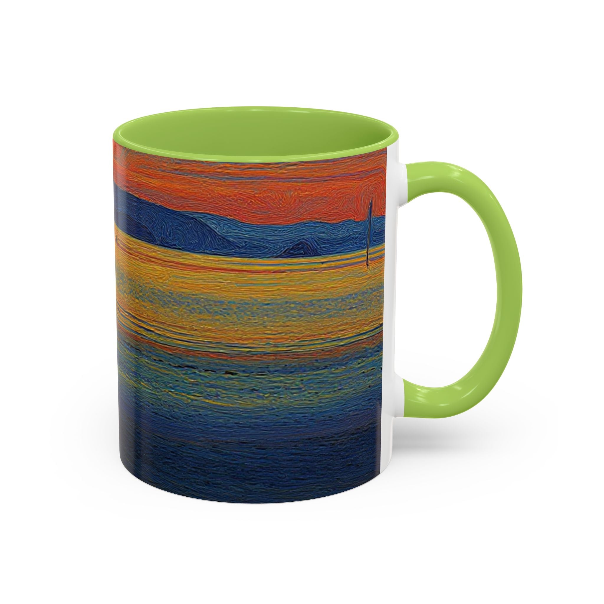 Sunset Harbor Accent Coffee Mug — Ocean Sunset Art