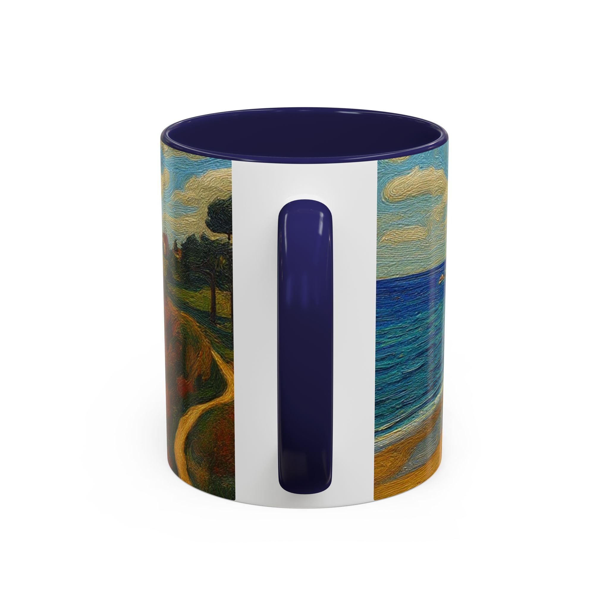 Coastal Landscape Coffee Mug — Vintage Seaside Painting Accent Mug