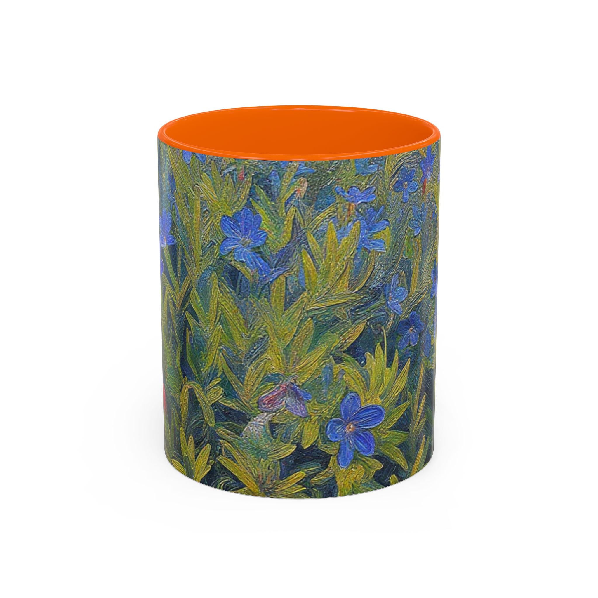 Floral Art Accent Coffee Mug — Blue Wildflower Garden Design (11/15oz)