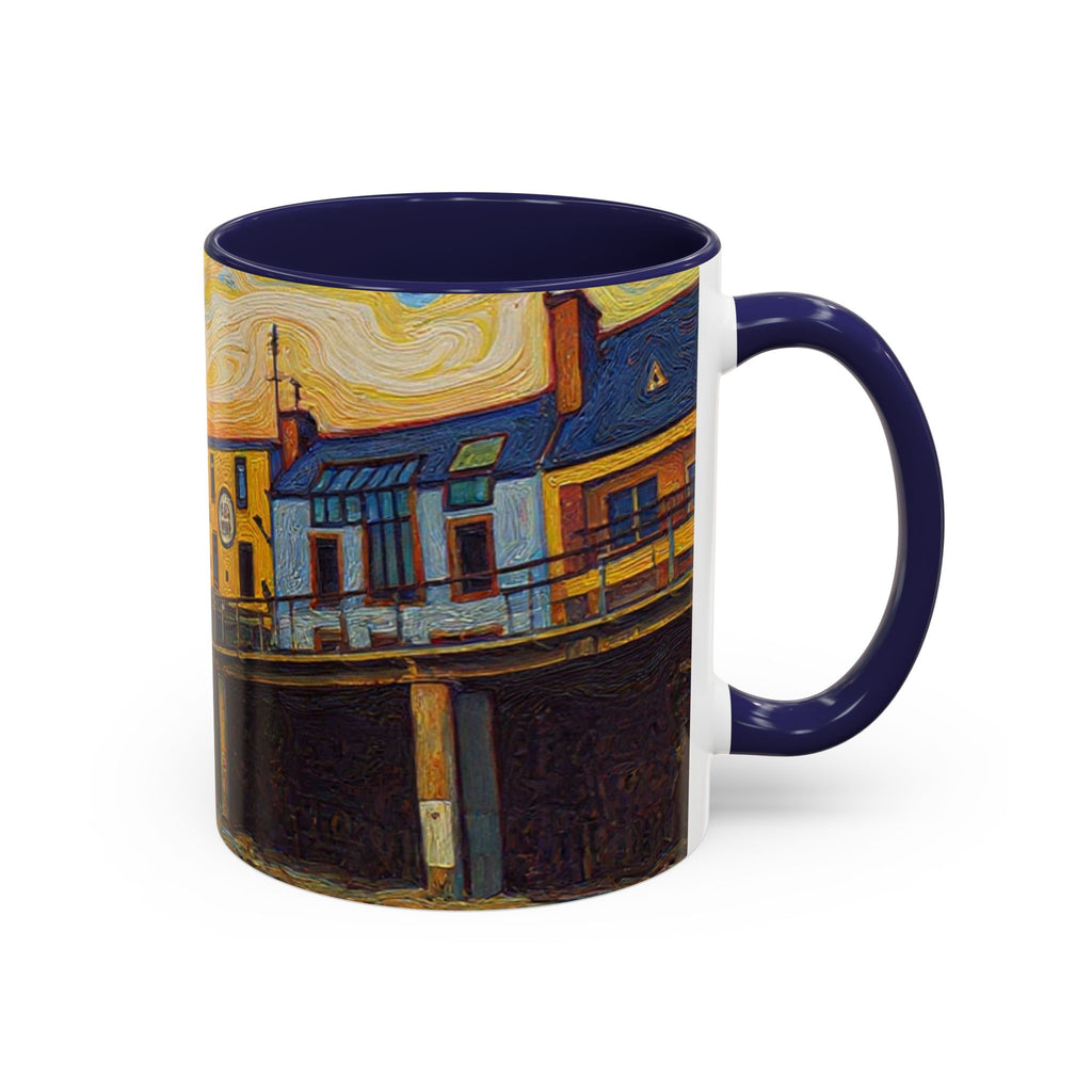 Harbor Pier Sunset Accent Coffee Mug — Scenic Seaside 11/15oz Ceramic