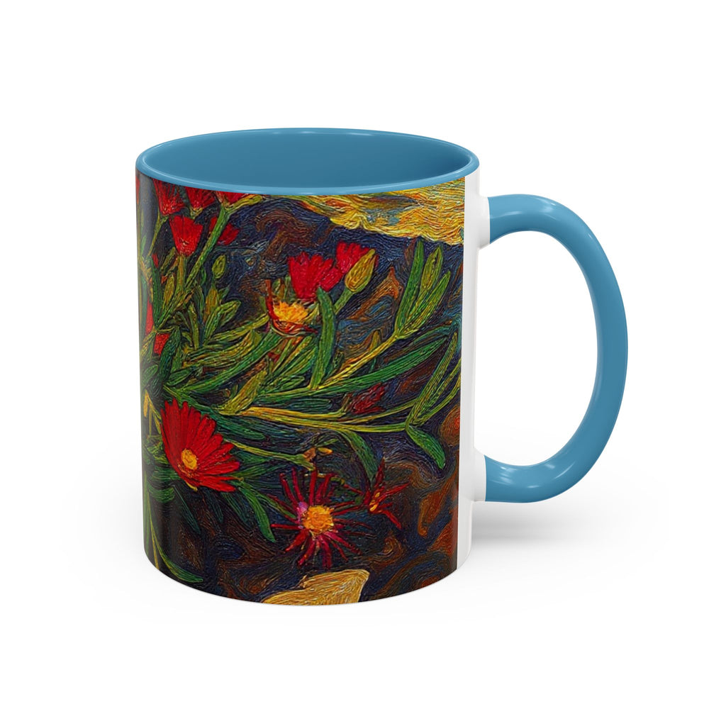 Floral Red Portulaca Accent Coffee Mug (11/15oz)