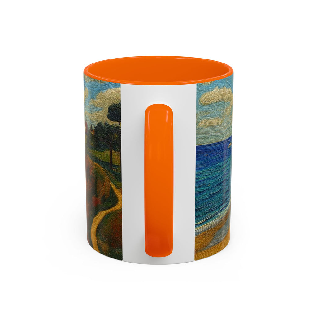 Coastal Landscape Coffee Mug — Vintage Seaside Painting Accent Mug