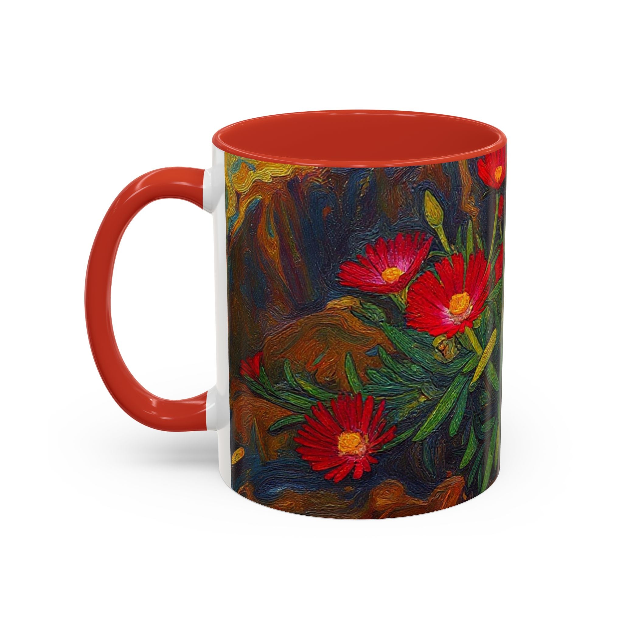 Floral Red Portulaca Accent Coffee Mug (11/15oz)