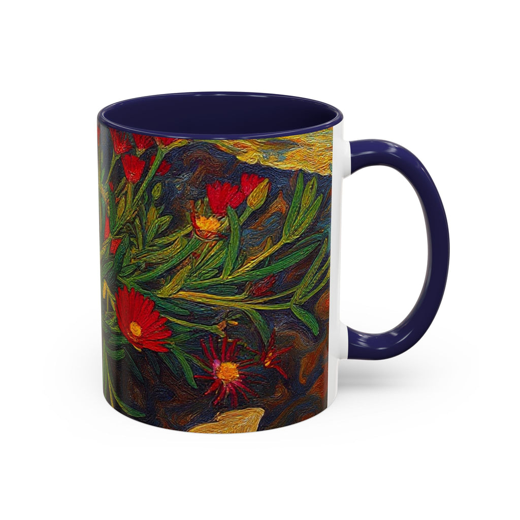 Floral Red Portulaca Accent Coffee Mug (11/15oz)