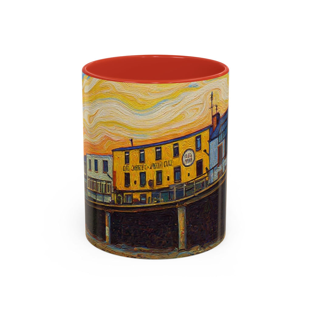 Harbor Pier Sunset Accent Coffee Mug — Scenic Seaside 11/15oz Ceramic
