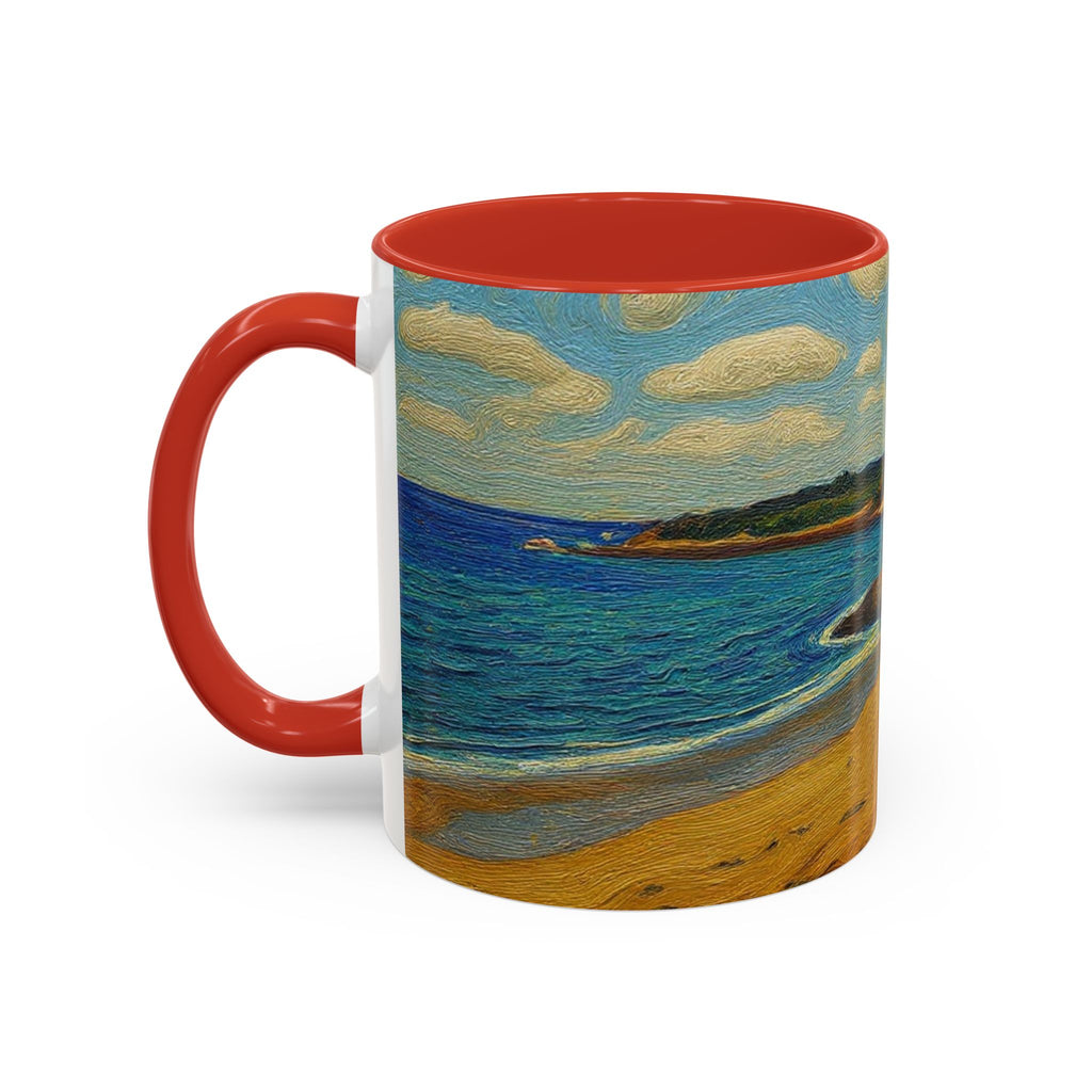 Coastal Landscape Coffee Mug — Vintage Seaside Painting Accent Mug