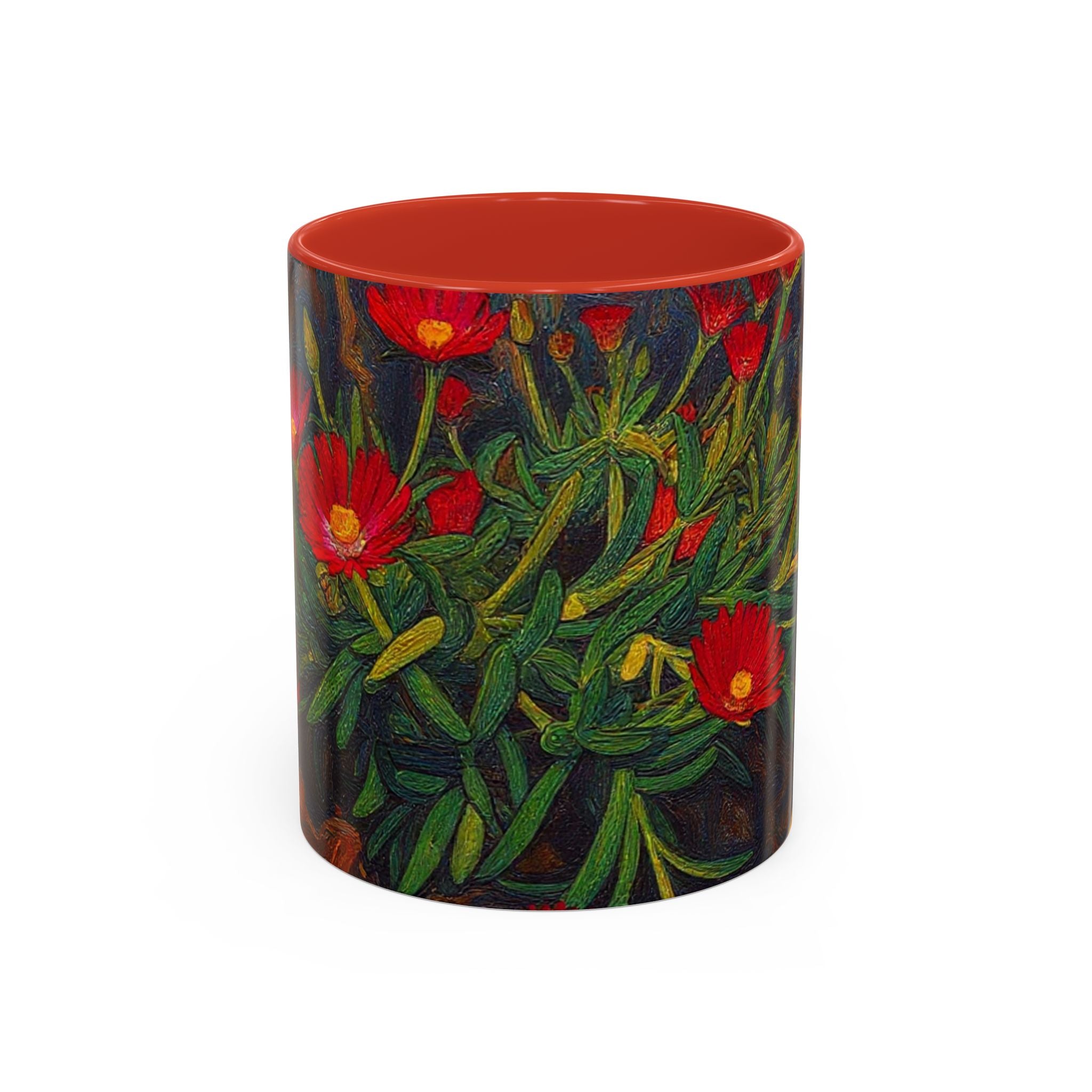 Floral Red Portulaca Accent Coffee Mug (11/15oz)