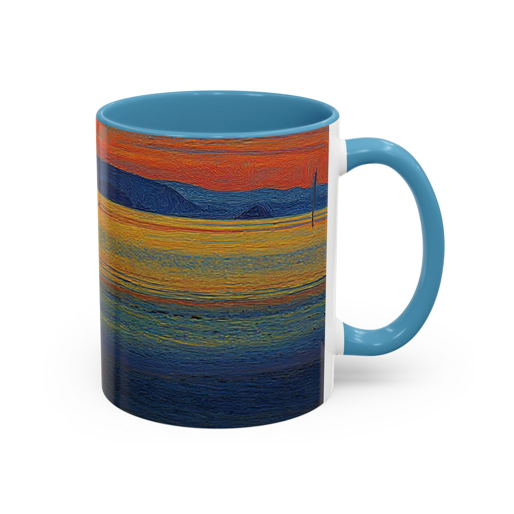 Sunset Harbor Accent Coffee Mug — Ocean Sunset Art