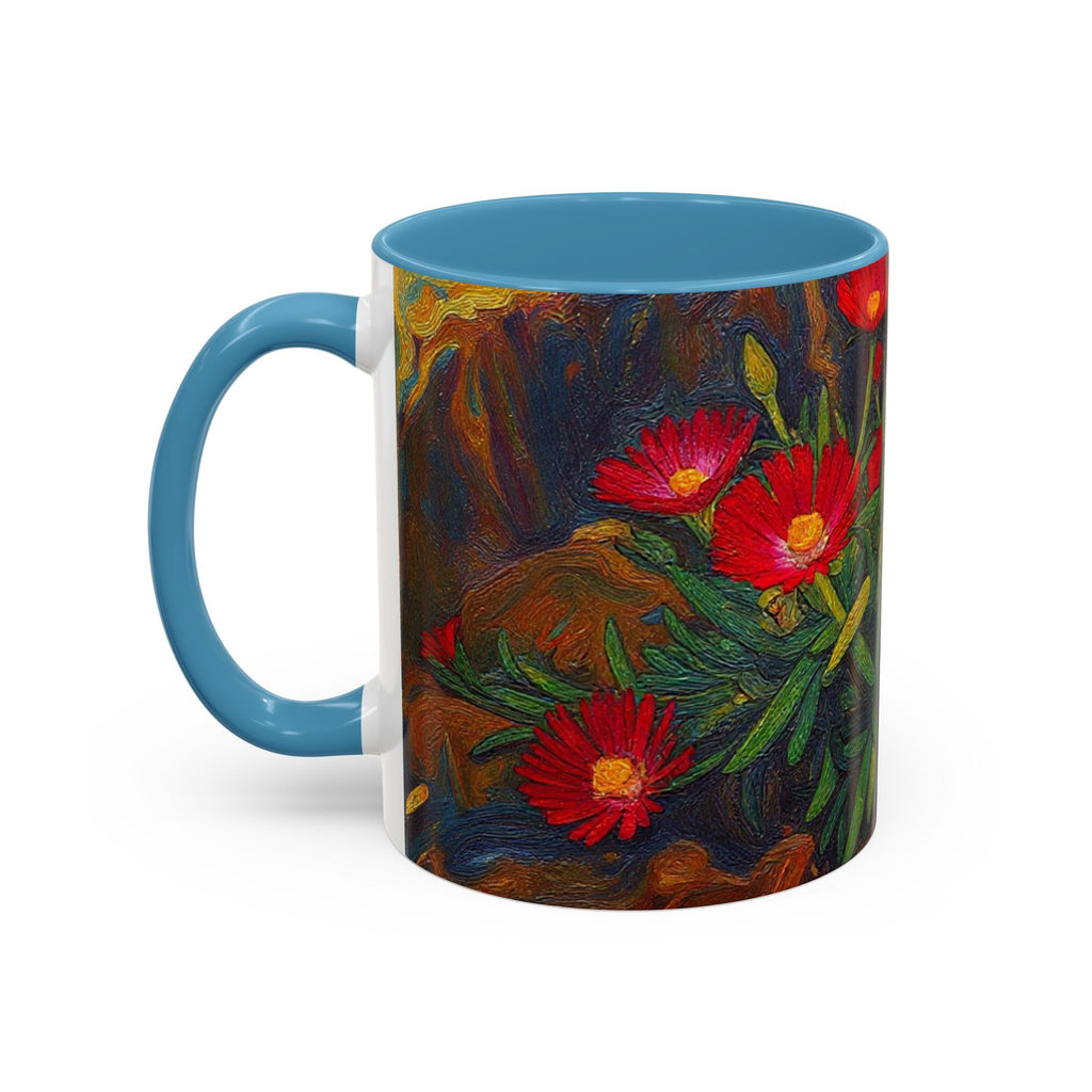 Floral Red Portulaca Accent Coffee Mug (11/15oz)