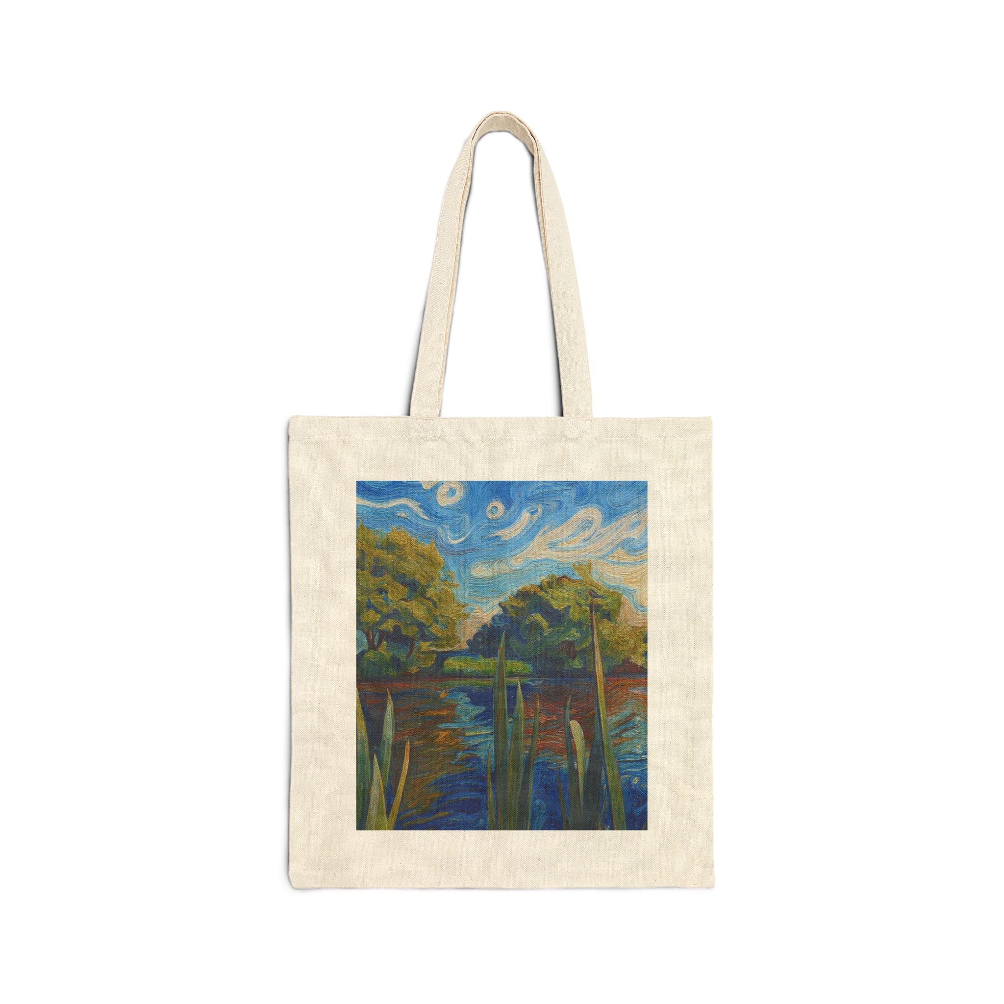 Canvas Tote Bag — Scenic River Landscape Art Print