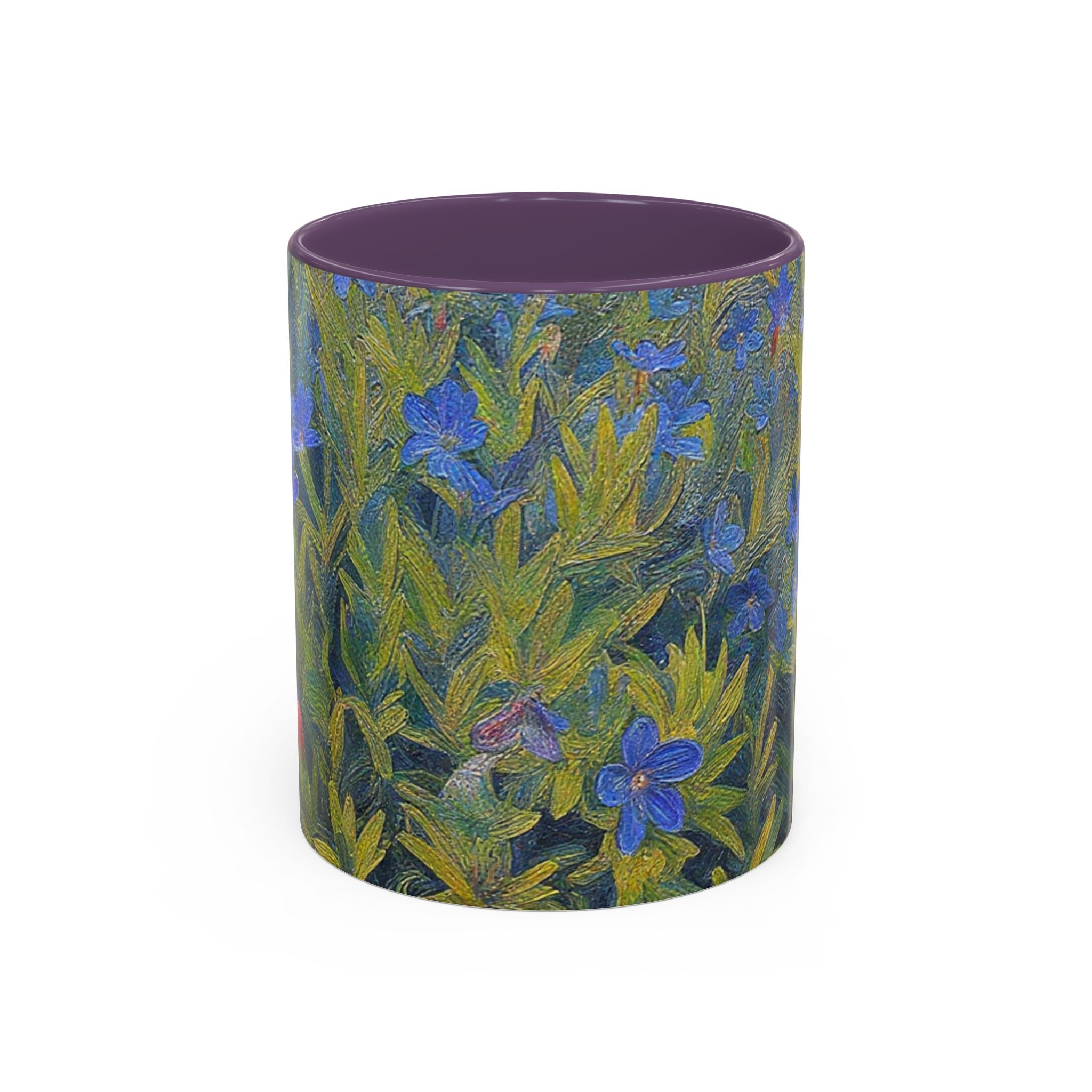 Floral Art Accent Coffee Mug — Blue Wildflower Garden Design (11/15oz)