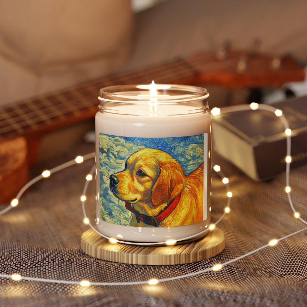 Golden Retriever Art Candle — 9oz Scented Soy Jar