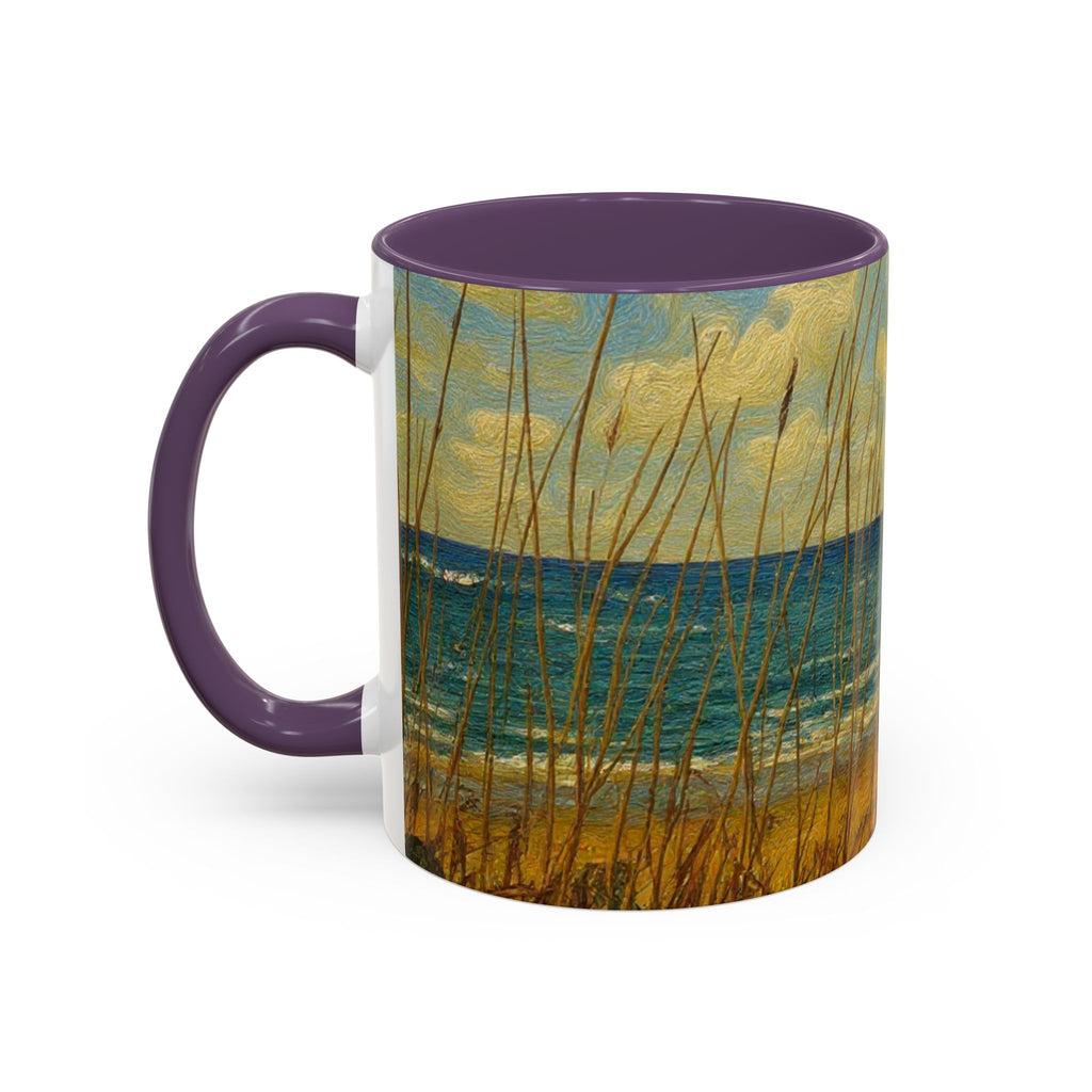 Coastal Beach Scene Accent Coffee Mug — Sea Dunes 11/15oz
