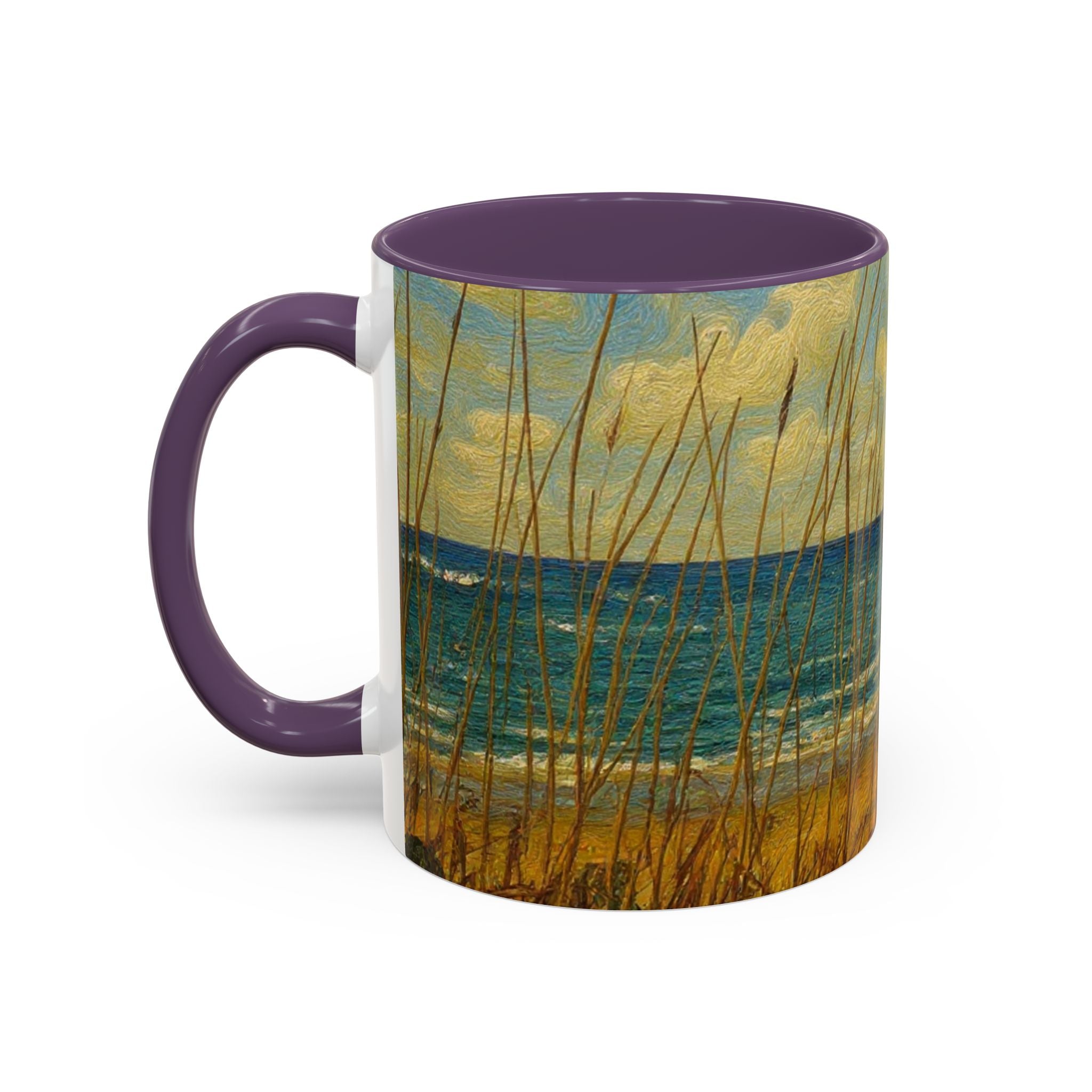 Coastal Beach Scene Accent Coffee Mug — Sea Dunes 11/15oz