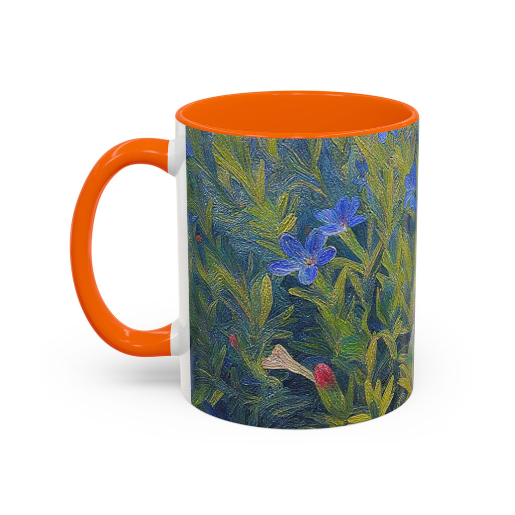 Floral Art Accent Coffee Mug — Blue Wildflower Garden Design (11/15oz)