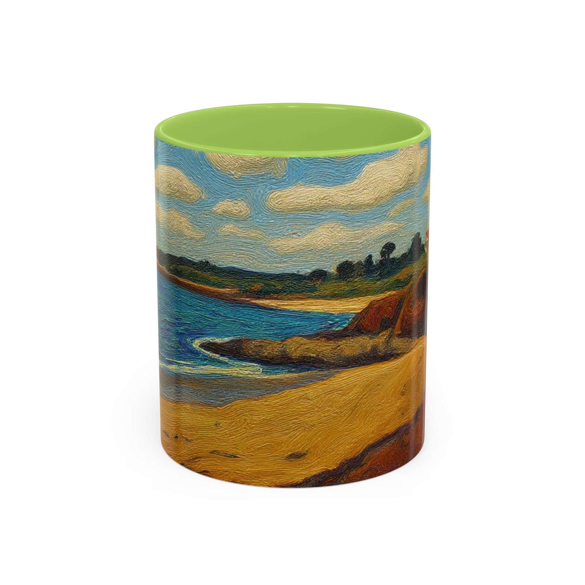 Coastal Landscape Coffee Mug — Vintage Seaside Painting Accent Mug