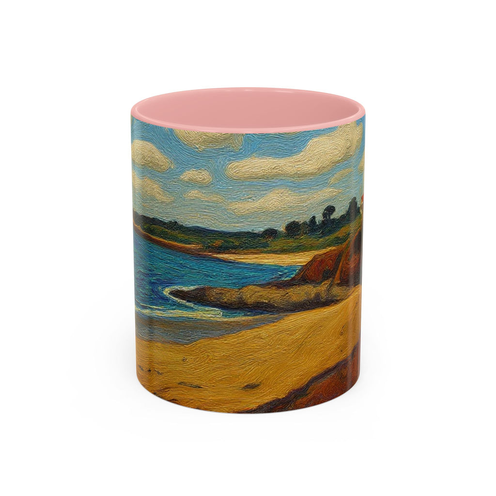 Coastal Landscape Coffee Mug — Vintage Seaside Painting Accent Mug