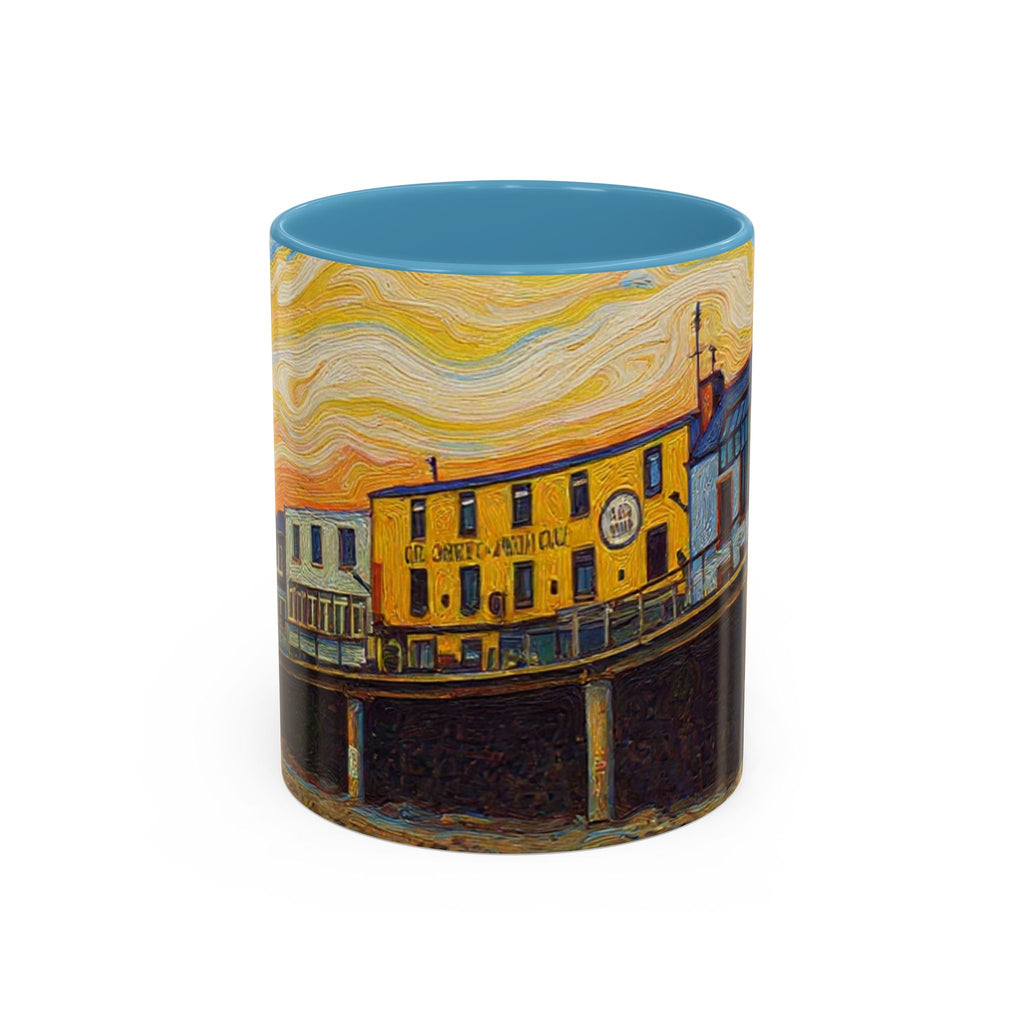 Harbor Pier Sunset Accent Coffee Mug — Scenic Seaside 11/15oz Ceramic