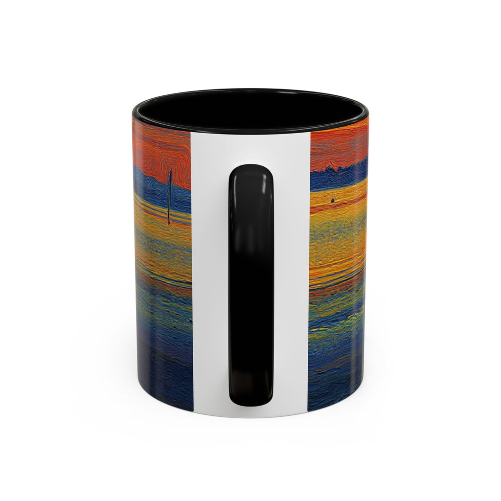 Sunset Harbor Accent Coffee Mug — Ocean Sunset Art