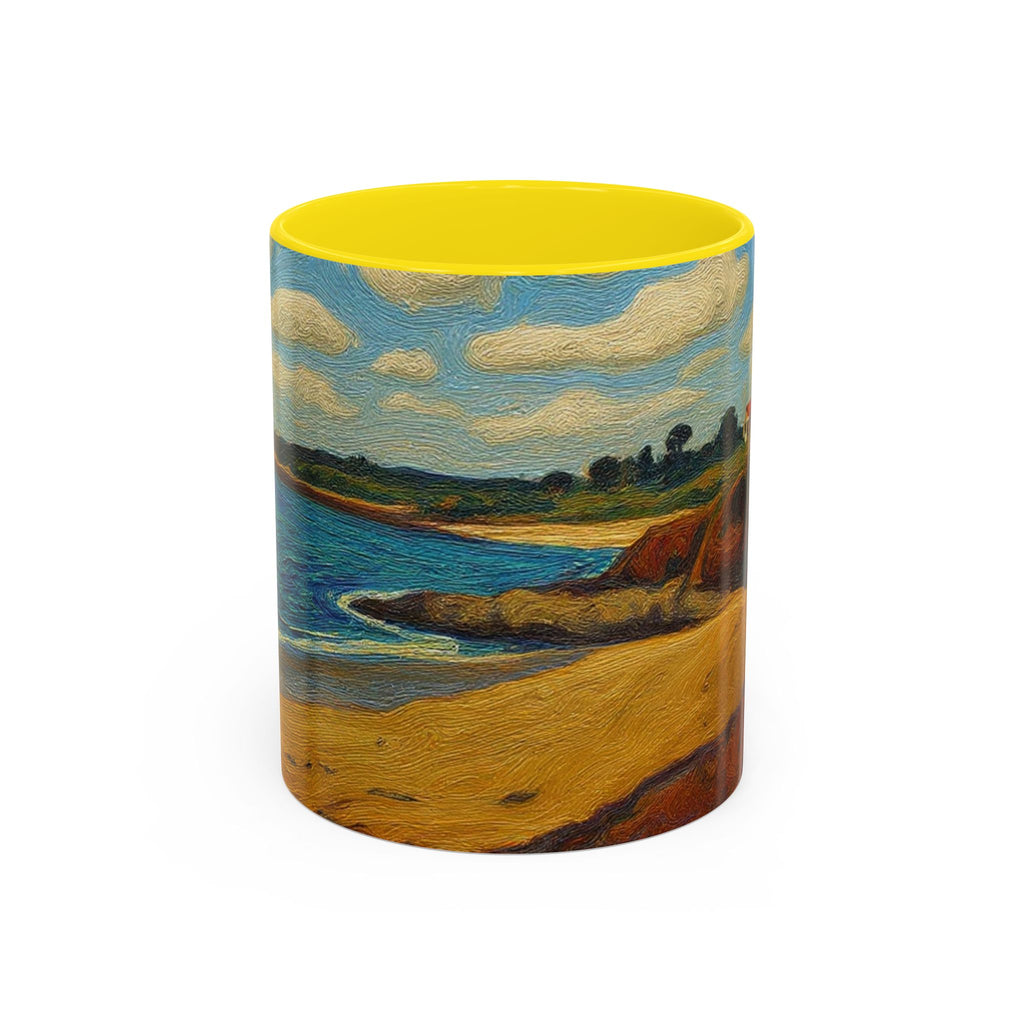 Coastal Landscape Coffee Mug — Vintage Seaside Painting Accent Mug