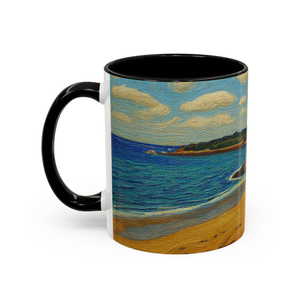 Coastal Landscape Coffee Mug — Vintage Seaside Painting Accent Mug