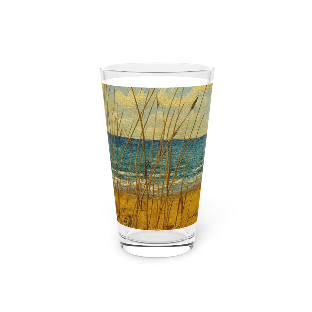 Beach Dunes Pint Glass — 16oz Coastal Ocean Scene Glassware