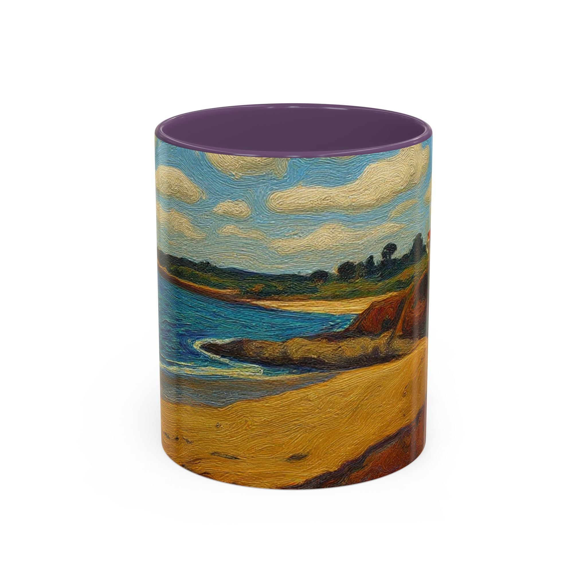 Coastal Landscape Coffee Mug — Vintage Seaside Painting Accent Mug