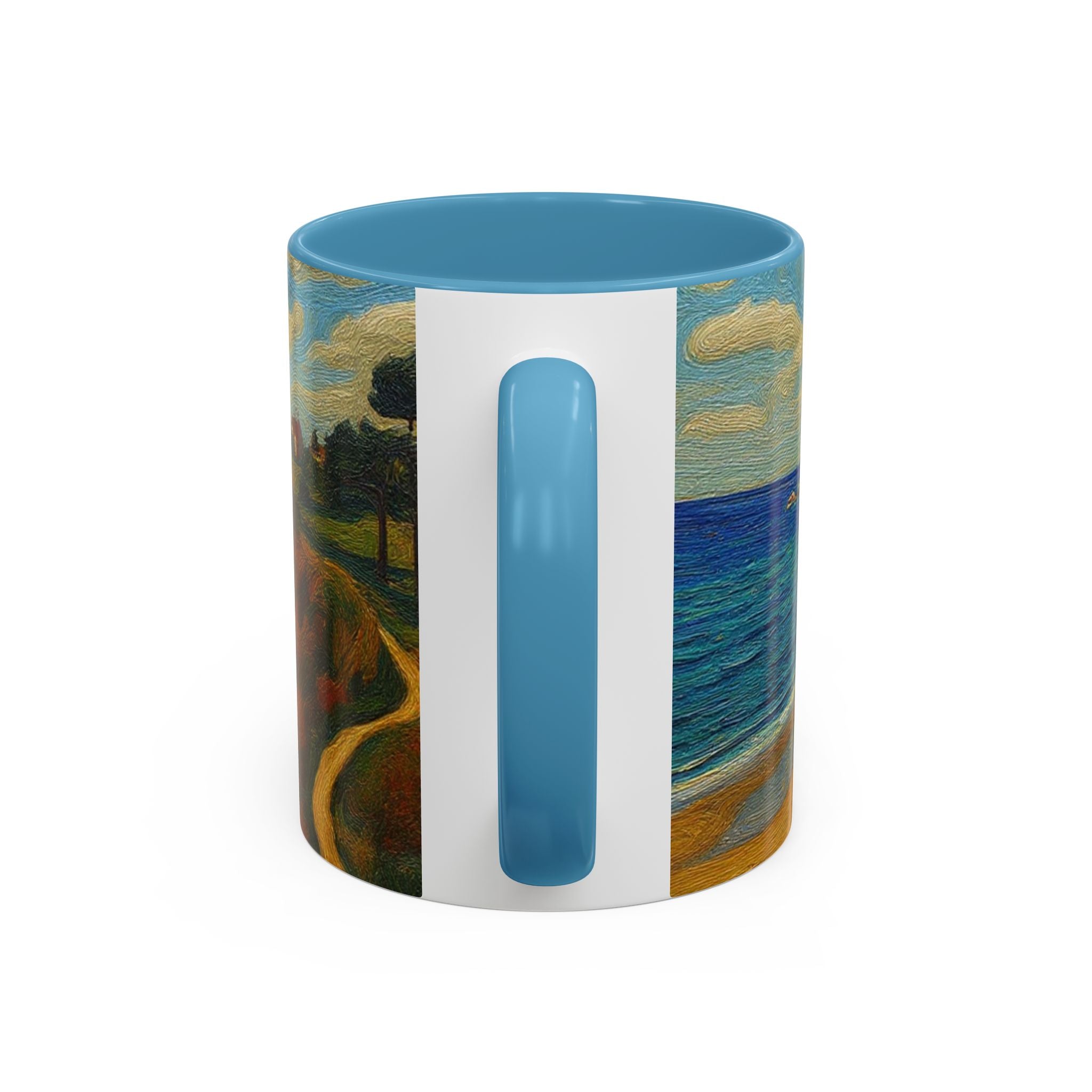 Coastal Landscape Coffee Mug — Vintage Seaside Painting Accent Mug