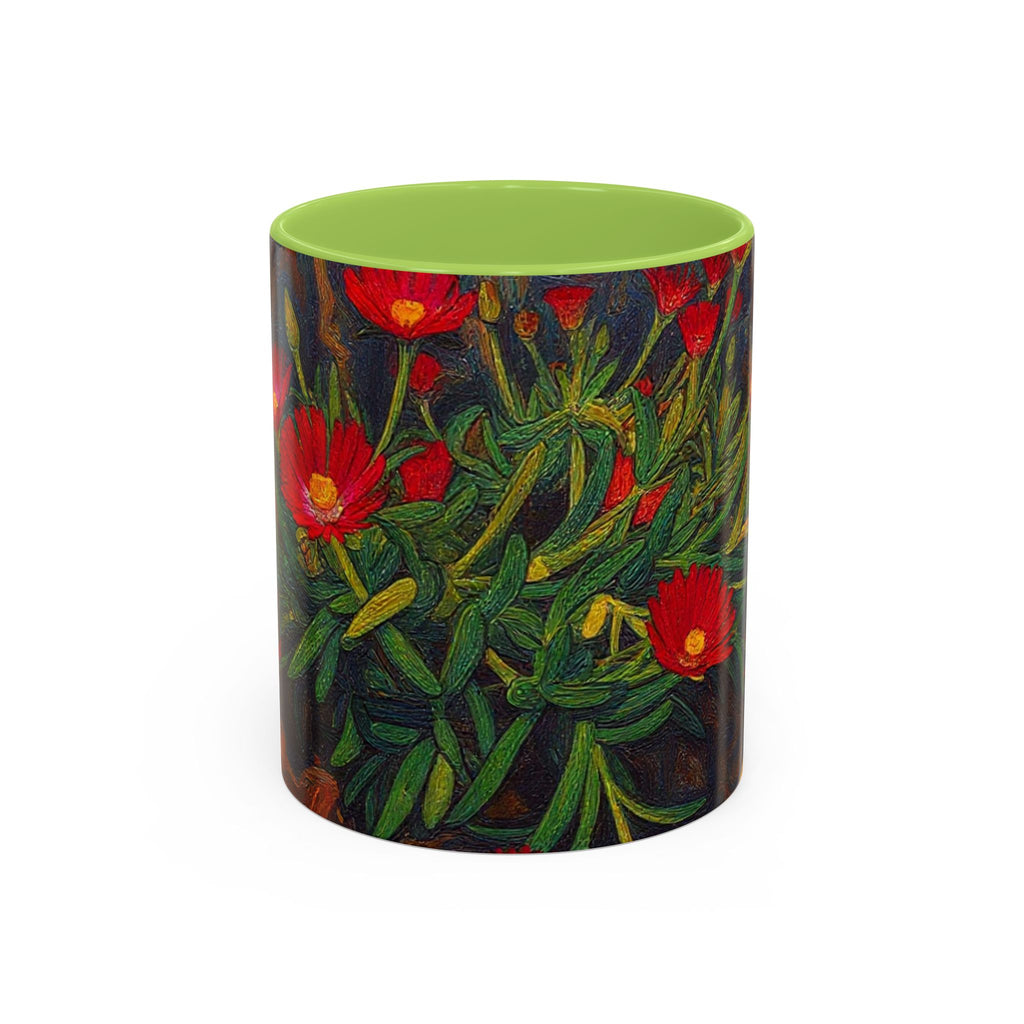 Floral Red Portulaca Accent Coffee Mug (11/15oz)