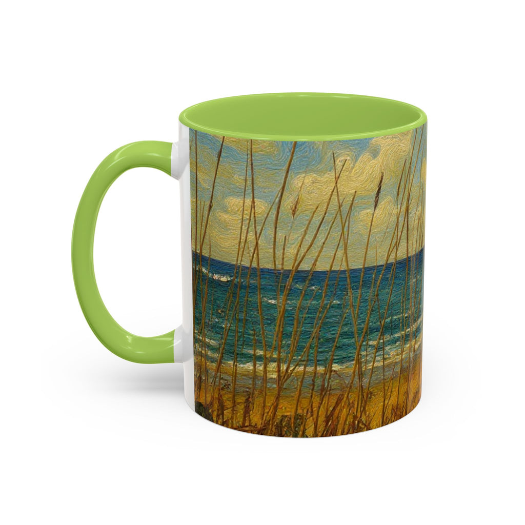 Coastal Beach Scene Accent Coffee Mug — Sea Dunes 11/15oz